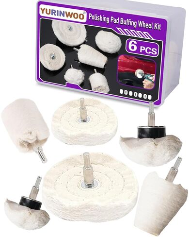 6 PCS Buffing Pad Polishing Wheel for Dremel, Buffing Wheel Kits with 1/4 Inch Shank for Metal Aluminum Chrome Wood Jewelry Brass Glass Plastic Stainless Steel in Saudi Arabia