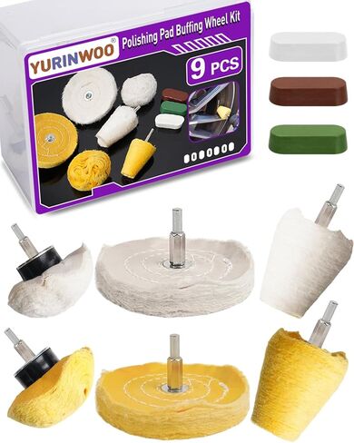 6 PCS Buffing Pad Polishing Wheel for Dremel, Buffing Wheel Kits with 1/4 Inch Shank for Metal Aluminum Chrome Wood Jewelry Brass Glass Plastic Stainless Steel in Saudi Arabia