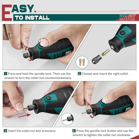 مجموعة أدوات دوارة NEU MASTER 180 واط، أدوات دوارة كهربائية سلكية مع 160 ملحقًا و6 سرعات متغيرة، مجموعة مثقاب كهربائي 10000-35000 دورة في الدقيقة (متجددة) in Kuwait