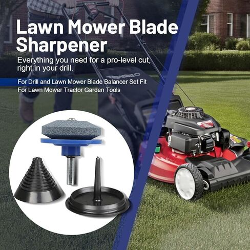Lawn Mower Blade Sharpener for Drill and Lawn Mower Blade Balancer Set Fit for Lawn Mower Tractor Garden Tools in Kuwait