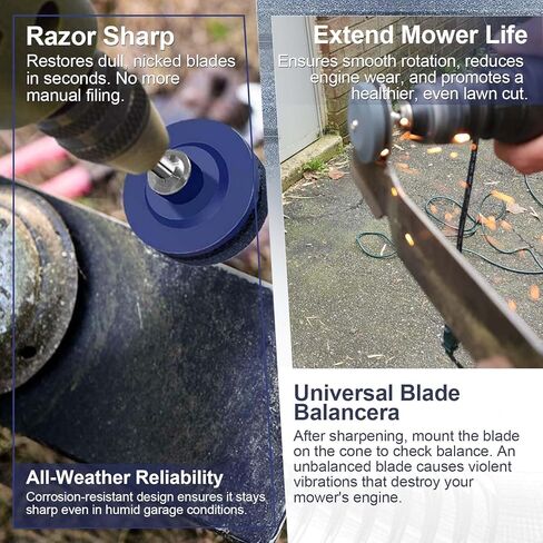 Lawn Mower Blade Sharpener for Drill and Lawn Mower Blade Balancer Set Fit for Lawn Mower Tractor Garden Tools in Kuwait