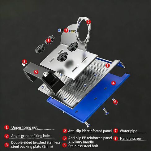 45 Degree Tile Chamfering Tool for 100-Type Angle Grinders, Universal Stand with 5 Diamond Saw Blades, Gloves, 39 Inch Hose, Screwdriver, Adapter Washers in Kuwait