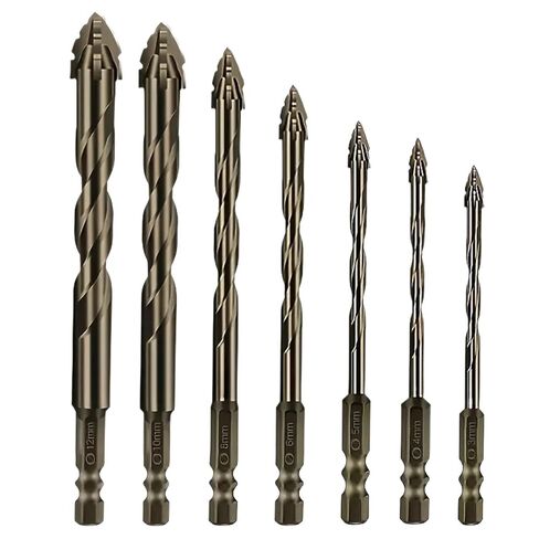 Drill Bits 21/28pcs Carbide Four-Blade Serrated Drill Bit for Dry Drilling Porcelain Tile Ceramic Glass Marble Concrete Stone&Metal Hole Opener for Drilling Holes in Various Materials(21pcs) in Kuwait