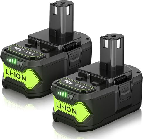 ترقية 8.0Ah 2 حزم P108 18V بطارية متوافقة مع Ryobi 18V ONE + بطارية P102 P103 P104 P105 P107 P109 P122 PBP005 PBP004 PBP003 PBP002 RB18L50 BPL1820 أدوات كهربائية لاسلكية مع مؤشر LED in Kuwait