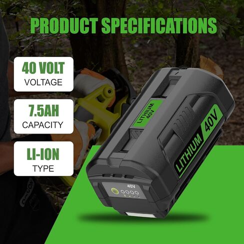 2 حزم 7.5Ah بطارية OP4060A وشاحن كومبو OP401 لاستبدال بطارية Ryobi 40 فولت وشاحن OP4075A OP40601 OP4060A OP401 OP403 in Kuwait