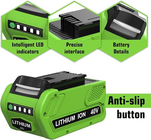 2 Pack 40V 6000mAh Extend Capacity Replacement for Greenworks 40V Battery Compatible with Greenworks 40 Volt Battery 29252 20202 22262 25312 20642 22272 29462 29472 Tools (NOT for Gen 1) (Green) in Kuwait