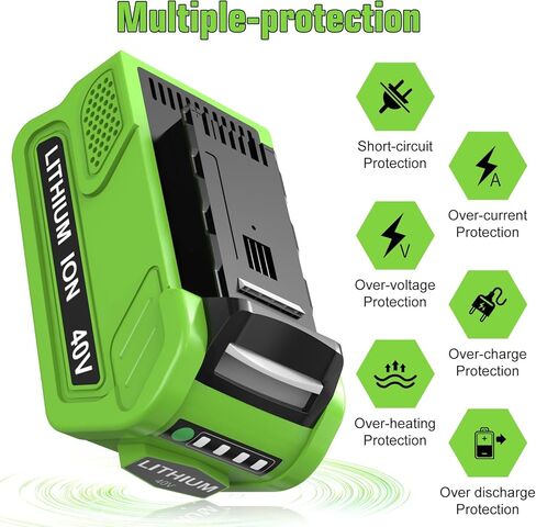 2 Pack 40V 6000mAh Extend Capacity Replacement for Greenworks 40V Battery Compatible with Greenworks 40 Volt Battery 29252 20202 22262 25312 20642 22272 29462 29472 Tools (NOT for Gen 1) (Green) in Kuwait
