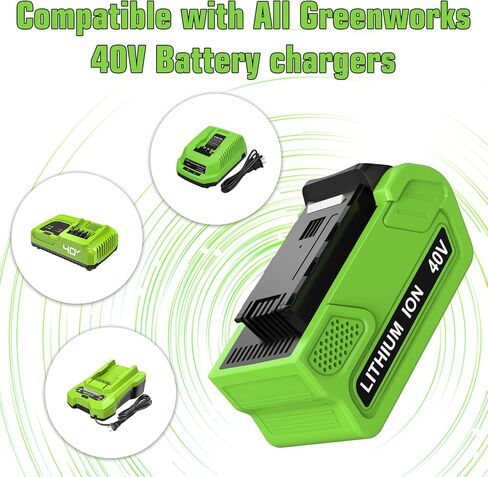 2 Pack 40V 6000mAh Extend Capacity Replacement for Greenworks 40V Battery Compatible with Greenworks 40 Volt Battery 29252 20202 22262 25312 20642 22272 29462 29472 Tools (NOT for Gen 1) (Green) in Kuwait