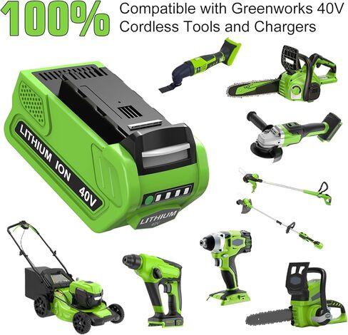 2 Pack 40V 6000mAh Extend Capacity Replacement for Greenworks 40V Battery Compatible with Greenworks 40 Volt Battery 29252 20202 22262 25312 20642 22272 29462 29472 Tools (NOT for Gen 1) (Green) in Kuwait