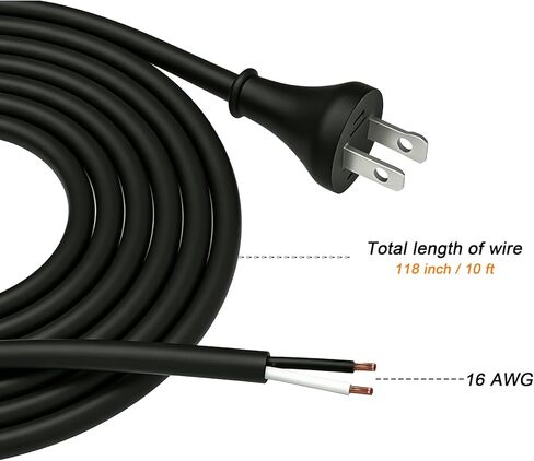33007898 10FT 16 مقياس 2 سلك استبدال سلك الطاقة لـ DE-WALT DW704 DW705 DW708 DW718 DW621 DW849 DW357 DW358 DW359 DW360 DW362 DW364 DW384 DWP849 DWP849X ميتري/منشار دائري ملمع المنشار in Kuwait
