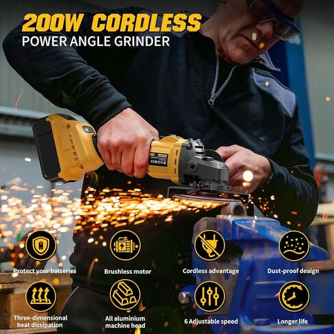 Angle Grinder 4-1/2" Brushless for Dewalt 20V Battery, 6 Variable Speed Power Grinder, Cordless Angle Grinder Power Tools For Cutting Grinding Polishing (Tool Only) in Kuwait