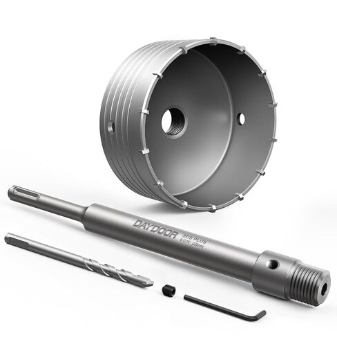 DAYDOOR 4-1/2" (115mm) Concrete Hole Saw with SDS Plus Shank Adapter, Tungsten Carbide Tipped Masonry Hole Saw, Heavy Duty Concrete Core Drill Bit for Brick, Cement Wall, and Stone in Kuwait
