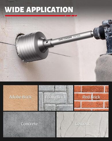 DAYDOOR 4-1/2" (115mm) Concrete Hole Saw with SDS Plus Shank Adapter, Tungsten Carbide Tipped Masonry Hole Saw, Heavy Duty Concrete Core Drill Bit for Brick, Cement Wall, and Stone in Kuwait