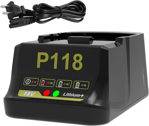 شاحن سريع Powilling P118 18V لبطاريات Ryobi ONE+ ليثيوم أيون، بديل لP117 P118B، متوافق مع بطارية Ryobi 18V P100 P102 P103 P105 P107 P108 in Kuwait