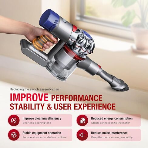 مجموعة مفاتيح الزناد المعدنية متوافقة مع قطع غيار زر الطاقة للمكنسة الكهربائية Dyson V7 SV11، قطع غيار الزناد المطورة 968670-06 (طويلة) in Kuwait