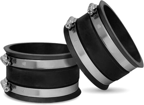 POWERTEC 70149-P2V 4 Inch Dust Control Flex Cuff with Steel Hose Clamps, Hose Connector Rubber Cuff Coupler for Woodworking Dust Collection Fittings, Dust Collector Accessories & Machinery, 2 pack in Kuwait