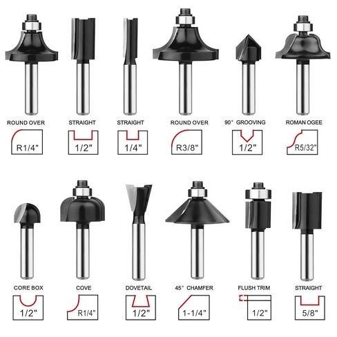 Router Bits 1/4 Inch Shank 12 Pieces, Tungsten Carbide 1/4" Router Bit Set with Wood Box, for Professional and Beginners Carpenter in Kuwait