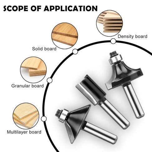 Router Bits 1/4 Inch Shank 12 Pieces, Tungsten Carbide 1/4" Router Bit Set with Wood Box, for Professional and Beginners Carpenter in Kuwait