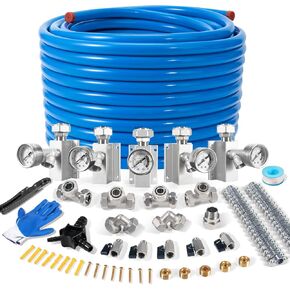 طقم خط هواء المرآب 3/4 بوصة × 200 قدم، نظام أنابيب الهواء المضغوط من الألومنيوم HDPE مع تركيبات المحملة والمرفق، نظام الهواء السريع لضاغط الهواء في المتجر، مانع للتسرب وسهل الاستخدام in Kuwait