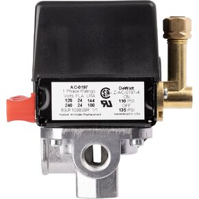 مفتاح ضغط AC-0197 4 منافذ 110-135 رطل لكل بوصة مربعة ثنائي القطب 120-240 فولت متوافق مع وحدات ضاغط الهواء بكابل Craftsman وDeVilbiss وPorter in Kuwait