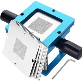 BGA Reballing Station, 90mm x 90mm Universal Stencils Holder Template Fixture Jig with Hand Shank, with 10 steel templates, Aluminum Alloy BGA Ball Planting Table with scale, Adjustable in Saudi Arabia