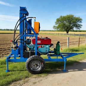 Outdoor Wheeled Water Well Drilling Rig Mobile Drilling Equipment for Farm Irrigation and Livestock Watering Easy to Maneuver Across Rural Terrain and Open Fields for Reliable Water Source Setup in Kuwait