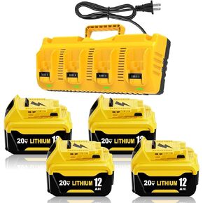 2 Pack 12000mAh High Capacity Replacement for Dewalt 20V MAX Battery 12.0Ah and DCB107 Charger Combo Compatible with Dewalt 20V Battery Lithium-Ion DCB206 DCB207 DCB204 DCB200 Power Tool (3Pack) in Kuwait