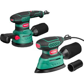 Orbital Sander 3.8Amp 450W, HYCHIKA 6 Variable Speeds Double Handle Palm Random Orbit Power Sander, 5-Inch Electric Sander with 20pcs Sandpapers, Dust Collector for Woodworking in Kuwait