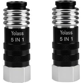 Yolass 5 In 1 Universal Quick Industrial Air Coupler, Air Hose Fittings, 1/2" Female NPT, Air Compressor Accessors Fitting (2 Piece) in Kuwait