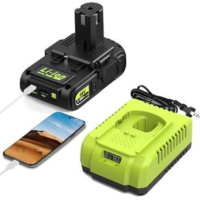 Abeden 3.0Ah Replacement for Ryobi 18V Battery Charger & Battery Combo with USB Port, Compatible with Ryobi 18 Volt P102 P103 P104 P105 P107 P108 P109 P190 P191 P122 Cordless Power Tools in Saudi Arabia
