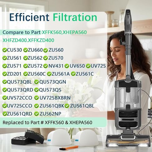 2+4 قطع غيار فلتر لسمك القرش UV730 ZU561 UV725 CU530 UV650 ZU560 ZU562 ZU572 ZD201 ZD400 مكنسة ملاح دوارة قابلة للرفع بعيدًا، جزء XFFK560 وXHEPA560، XFFKZD400 وXHFZD400 in Kuwait