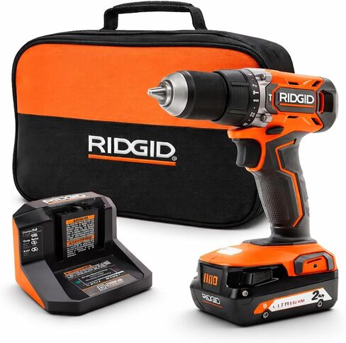 RIDGID 18V اللاسلكي 1/2 بوصة. طقم مثقاب مطرقي/مفك مع بطارية 2.0 أمبير وشاحن (متجدد) in Kuwait