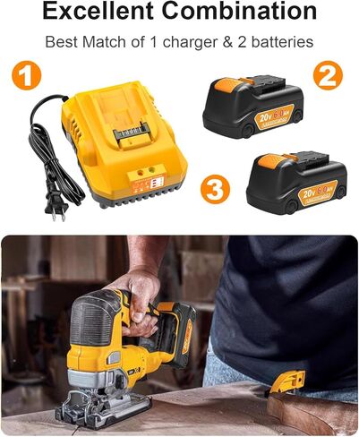 TeenPower Upgraded 20V 6.0Ah Battery Replacement for Dewalt 20v Max Battery 2Pack with DCB112 Charger Combo Set in Kuwait
