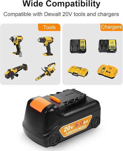 TeenPower Upgraded 20V 6.0Ah Battery Replacement for Dewalt 20v Max Battery 2Pack with DCB112 Charger Combo Set in Kuwait