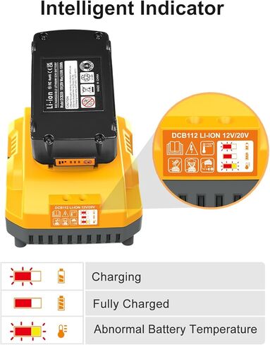 TeenPower Upgraded 20V 6.0Ah Battery Replacement for Dewalt 20v Max Battery 2Pack with DCB112 Charger Combo Set in Kuwait