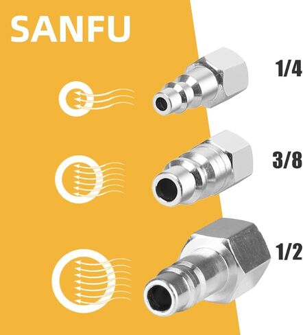 تركيبات خرطوم هواء SANFU 1/2 بوصة، وصلة هواء I/M عالية التدفق 1/2 بوصة FNPT 5 قطع، ملحقات ضاغط الهواء تركيبات توصيل سريعة 300 رطل لكل بوصة مربعة، 5 قطع in Kuwait