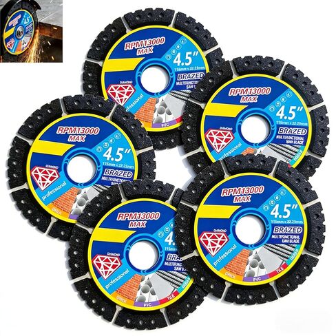 4.5" Diamond Blade for Angle Grinder, Multi-Purpose Cutting Disc for Tile, Glass, Metal, Marble, High Durability Grinder Attachments & Saw Blades in Kuwait