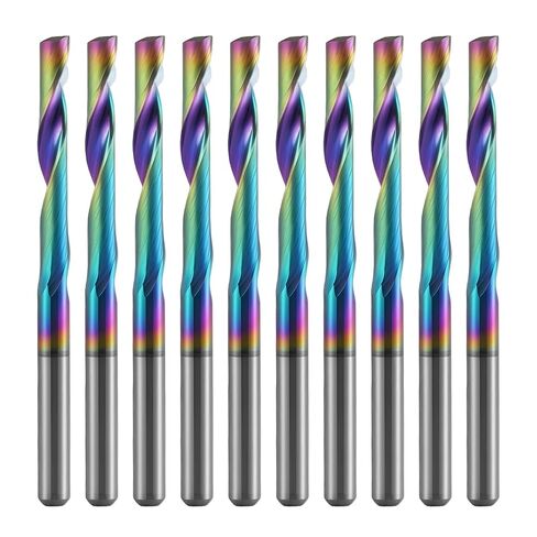 CNC Single Flute End Mill 1/8" Shank 1/8" Cut Dia 0.67" Cutting Length Solid Carbide Router Bit with DLC Coating for Aluminum, Copper,5-Pack in Saudi Arabia