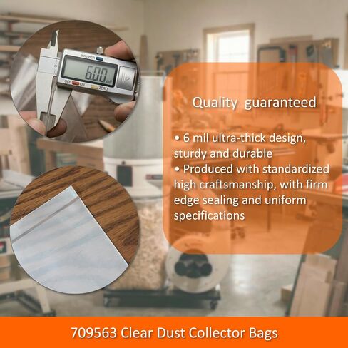 6-Pack Dust Collector Replacement Bags Clear Plastic 31 x 43 Inch 20" Dia 6 Mil Thick 35 and 70 Gallon Upgraded Heavy-duty Dust Collection Bag for JET DC-1100/1200 Grizzly Delta WEN DC1300(709563) in Kuwait