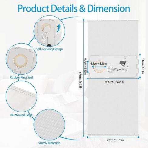6 Packs 204308 CT Filter Bags Replacement for Festool CT MINI, CT MIDI, from 2019 Onwards, Dust Extractor for CTC Mini/Midi-2, CT15, Replace Part 204308 in Kuwait