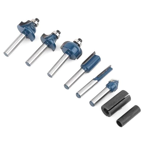 Router Bit Set Woodworking Milling Cutter High Performance 8pcs Alloy Steel 1/4in Shank Dark Blue for Woodworking in Kuwait