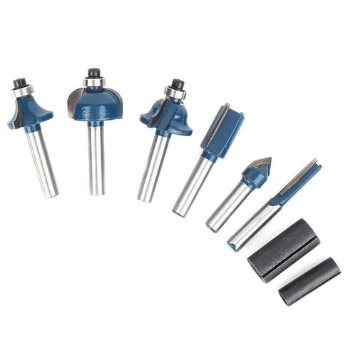 Router Bit Set Woodworking Milling Cutter High Performance 8pcs Alloy Steel 1/4in Shank Dark Blue for Woodworking in Kuwait