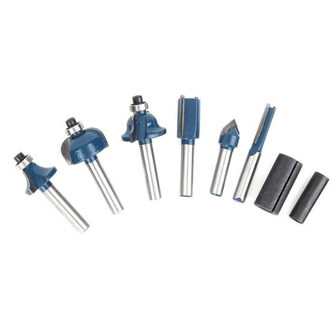 Router Bit Set Woodworking Milling Cutter High Performance 8pcs Alloy Steel 1/4in Shank Dark Blue for Woodworking in Kuwait