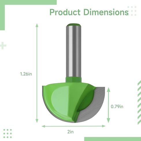 Core Box Router Bit 1.3 In, Round Nose For Woodworking, 0.3 In Shank, Cnc, Engraving in Kuwait