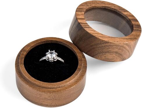 Wislist Walnut Heart Ring Box, Showcases Your Ring Through the Transparent Lid, Romantic, Protective, and Perfect for Gifting/Proposal Moments(Heart) in Saudi Arabia