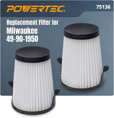 POWERTEC 49-90-2015 Foam Wet Filter for Milwaukee M18 0880-20, 0970-20 & M12 0960-20, 0960-21 Cordless Vacuum 2 Pack, Filter Replacement for Milwaukee Wet/Dry Vacuums (75133) in Kuwait