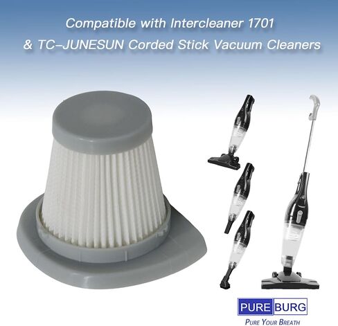 PUREBURG Replacement Filter Compatible with Intercleaner 1701 & TC-JUNESUN Corded Stick Vacuum Cleaners, 6-Pack HEPA Filter Washable in Kuwait