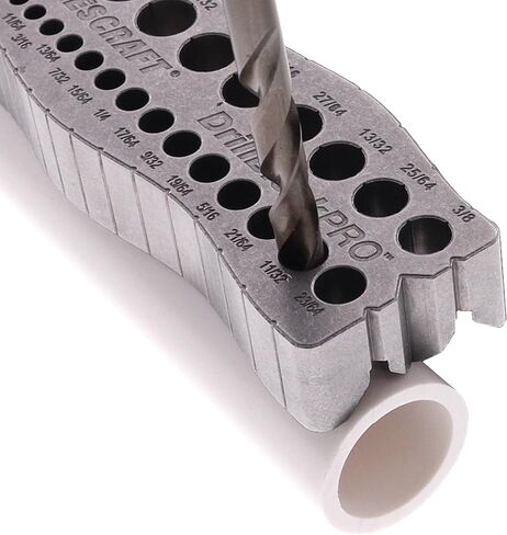 Milescraft 1307 Drill Block PRO - دليل الحفر المحمول لجميع المعادن للثقوب المستقيمة. 25 دليل حفر في واحد! 1/8 بوصة إلى 1/2 بوصة بزيادات 1/64 بوصة. تصميم مزدوج على شكل حرف V للمخزون الدائري والزوايا in Kuwait