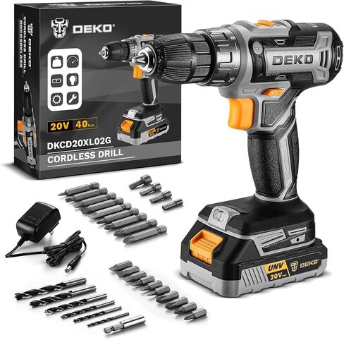 Power Drill Cordless: DEKOPRO Cordless Drill 20V Electric Power Drills Set Tool Drills Cord-less Set with Battery and Charger (Renewed) in Kuwait