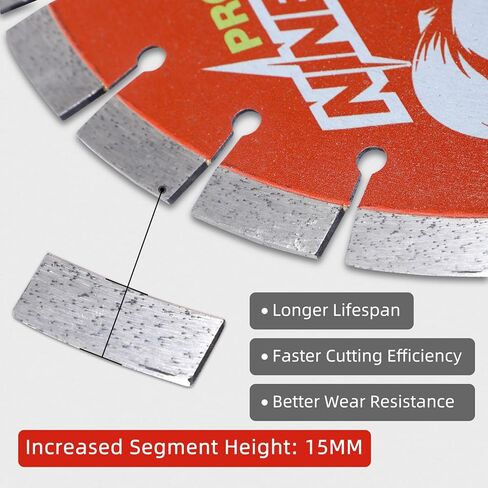 14 Inch Diamond Saw Blade for Professional Concrete Cutting, Reinforced Concrete & Brick, 15mm Segment Height, Wet Cutting Required for Rebar Concrete, Heavy Duty Blade for 14" Masonry Saws in Kuwait